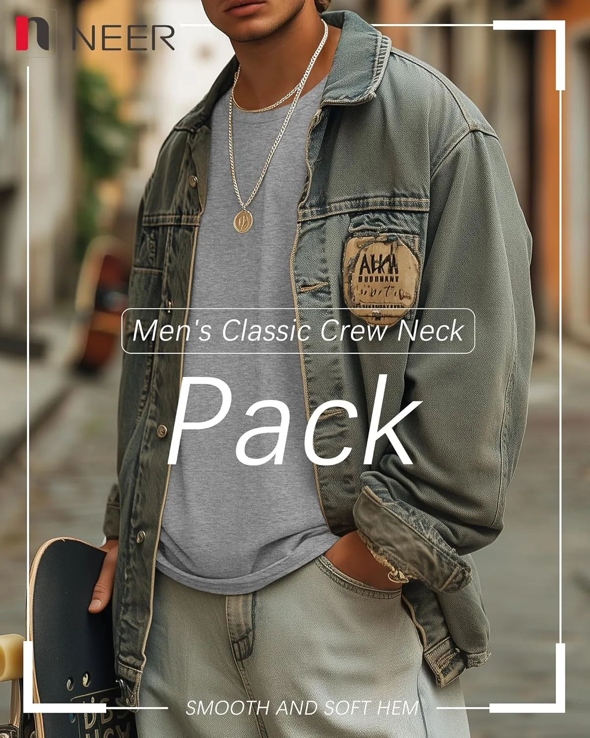Neer 3 Pack Men's Round Neck T Shirts 95% Cotton M-7xl Big Tall Regular Tees Soft Short Sleeve 2025 Summer Basic Tops
