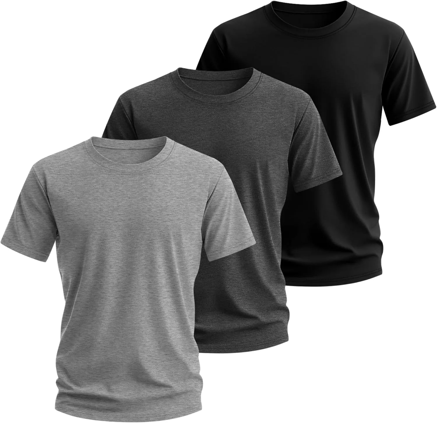Neer 3 Pack Men's Round Neck T Shirts 95% Cotton M-7xl Big Tall Regular Tees Soft Short Sleeve 2025 Summer Basic Tops