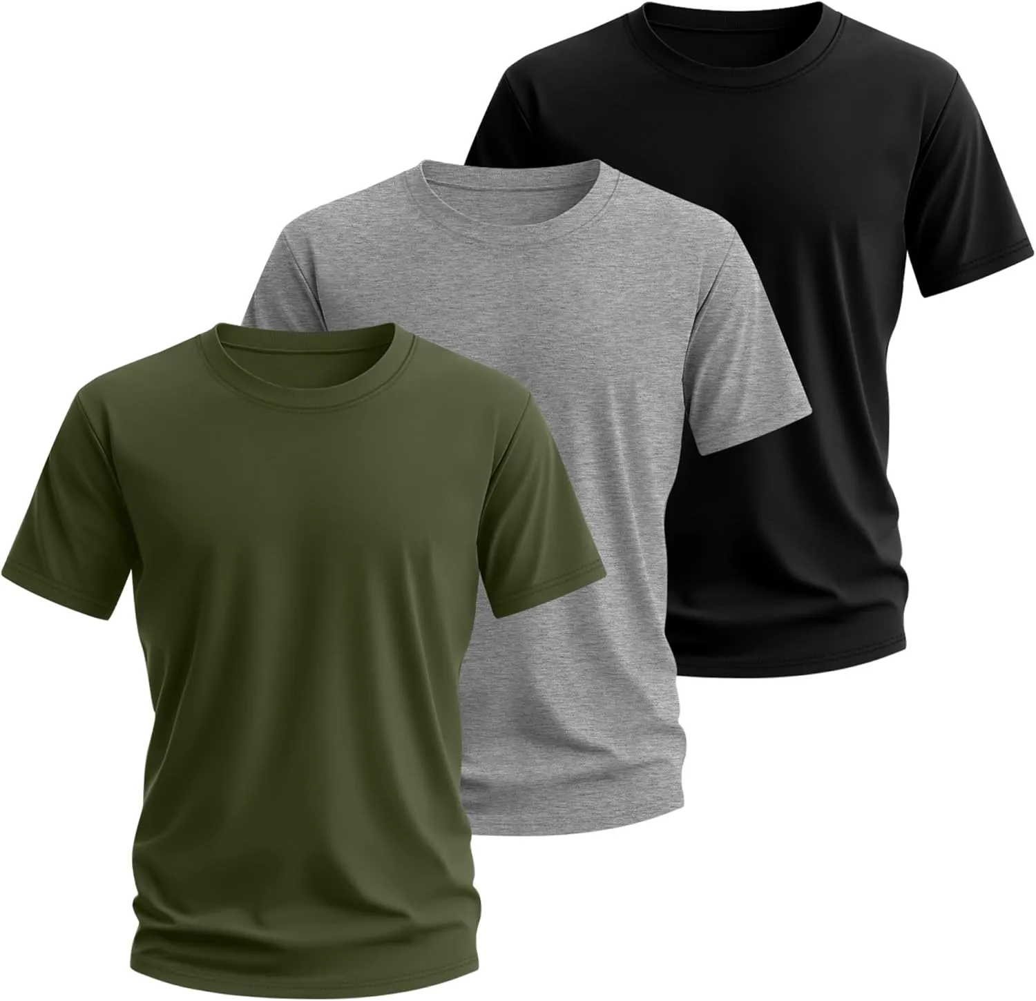 Neer 3 Pack Men's Round Neck T Shirts 95% Cotton M-7xl Big Tall Regular Tees Soft Short Sleeve 2025 Summer Basic Tops