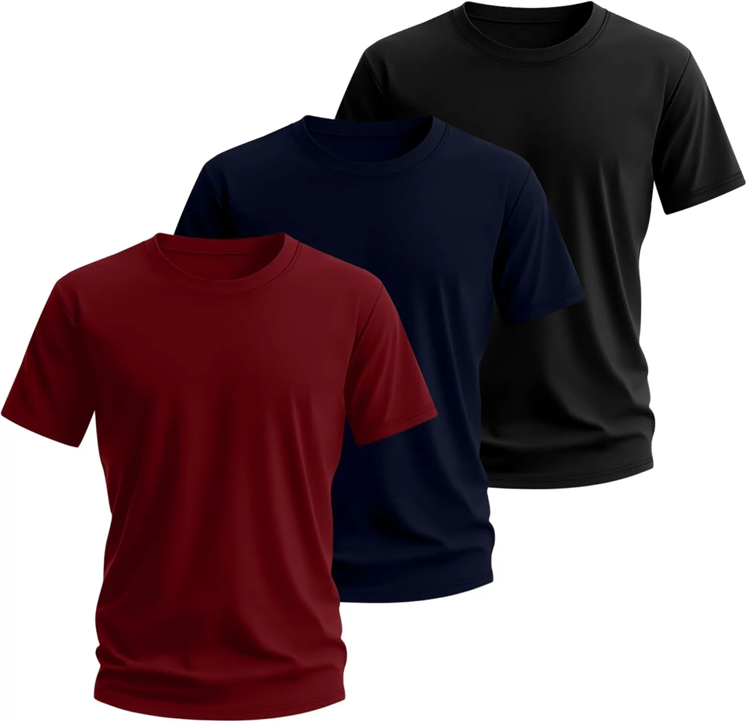 Neer 3 Pack Men's Round Neck T Shirts 95% Cotton M-7xl Big Tall Regular Tees Soft Short Sleeve 2025 Summer Basic Tops