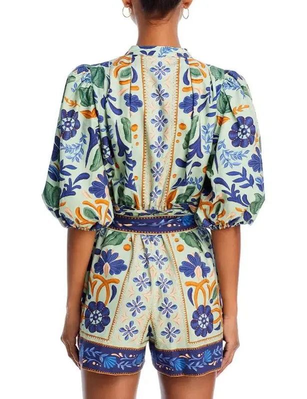 Ocean Tapestry Romper ~ Green
