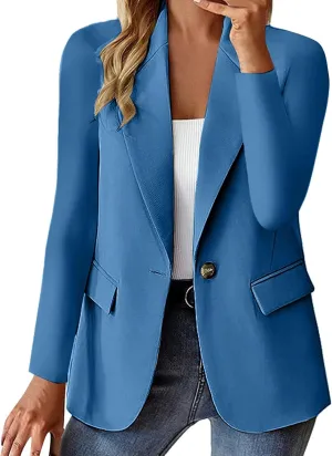Office Jacket For Women 2024 Professional Blazer Work Lapel Button Down Solid Elegant Long Sleeve Dressy Jackets