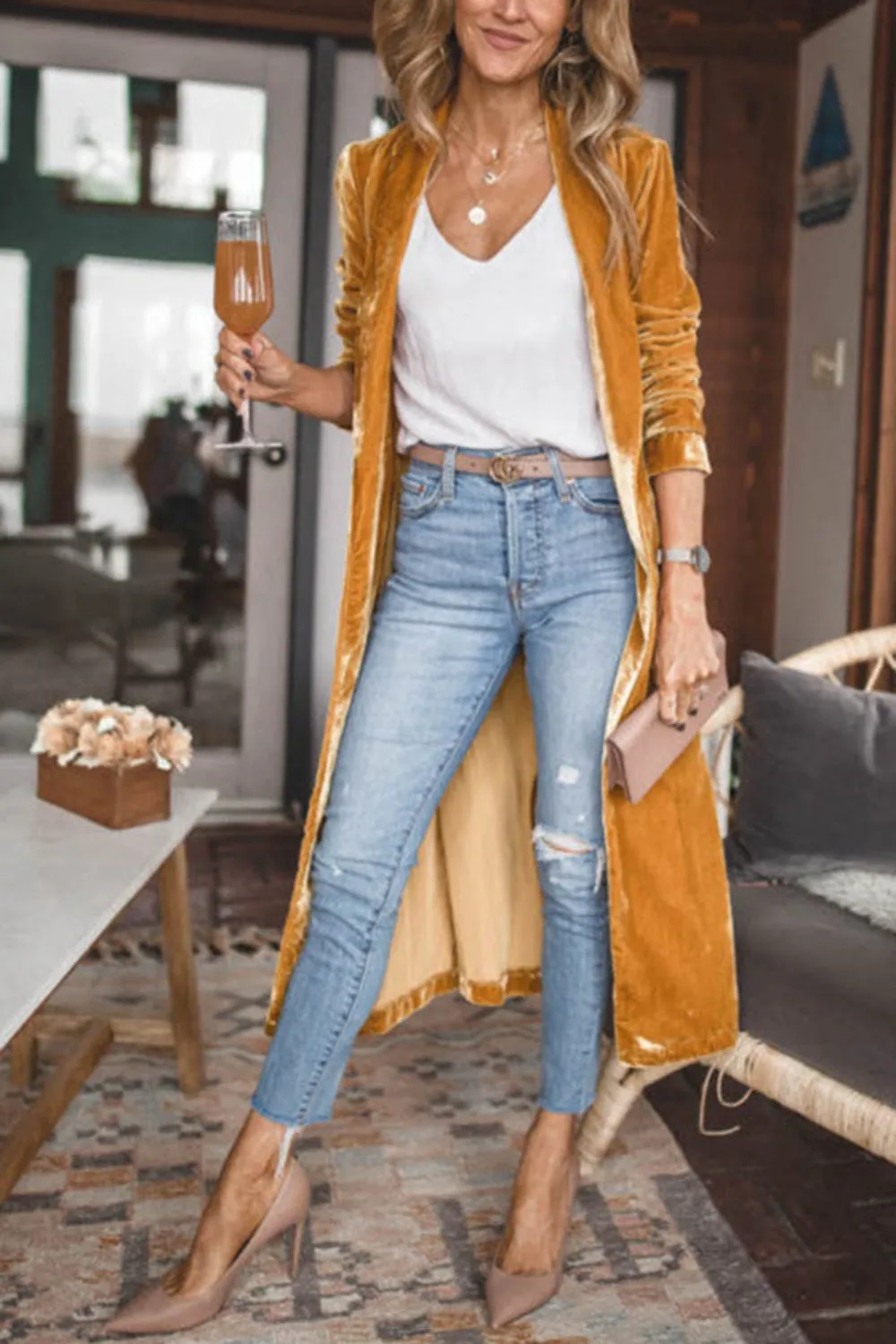 Open Front Long Length Coat