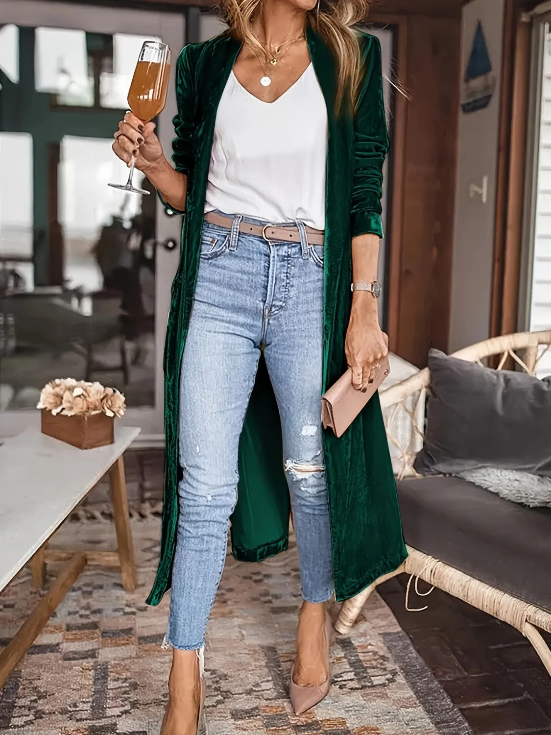 Open Front Long Length Coat
