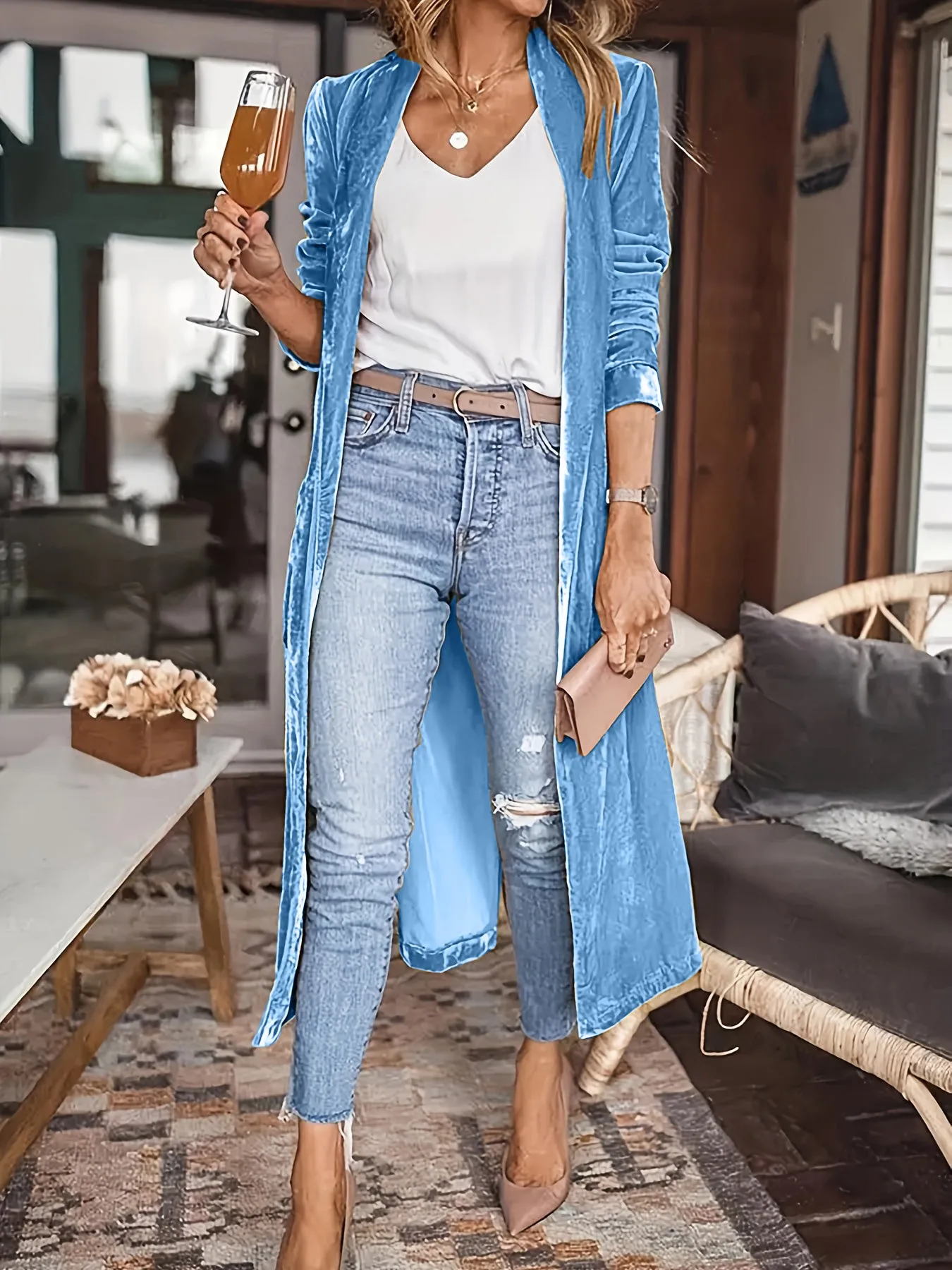 Open Front Long Length Coat