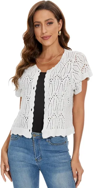 Open Front Summer Cotton Thin Cardigans for Women Lightweight Cropped Cardigan Sweaters for Women