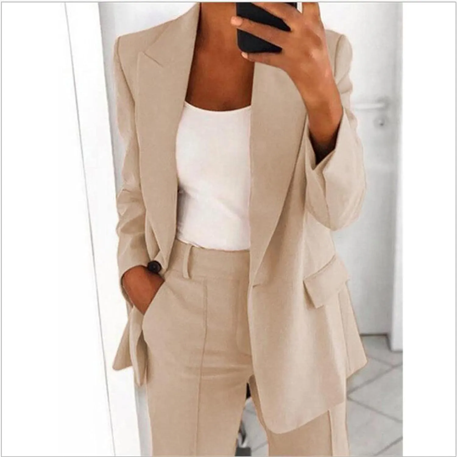 Pants Suits for Women Dressy Blazer Sets 2 Piece Outfits Business Professional Outfits Work Sets Office Clothing Suit