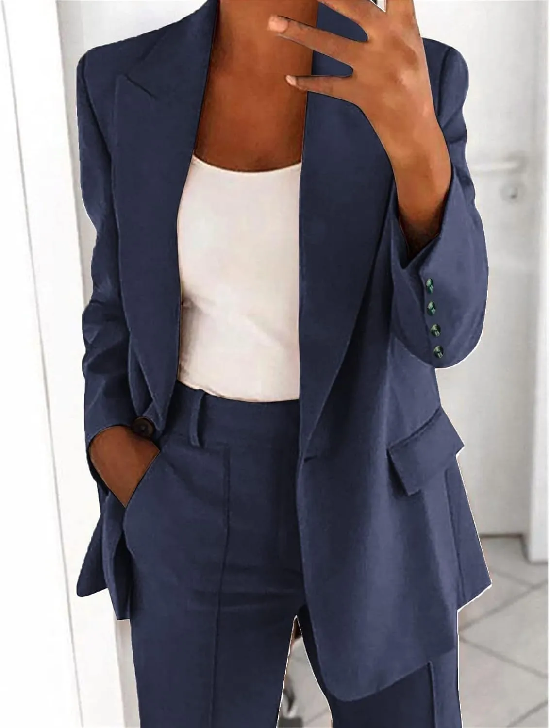Pants Suits for Women Dressy Blazer Sets 2 Piece Outfits Business Professional Outfits Work Sets Office Clothing Suit