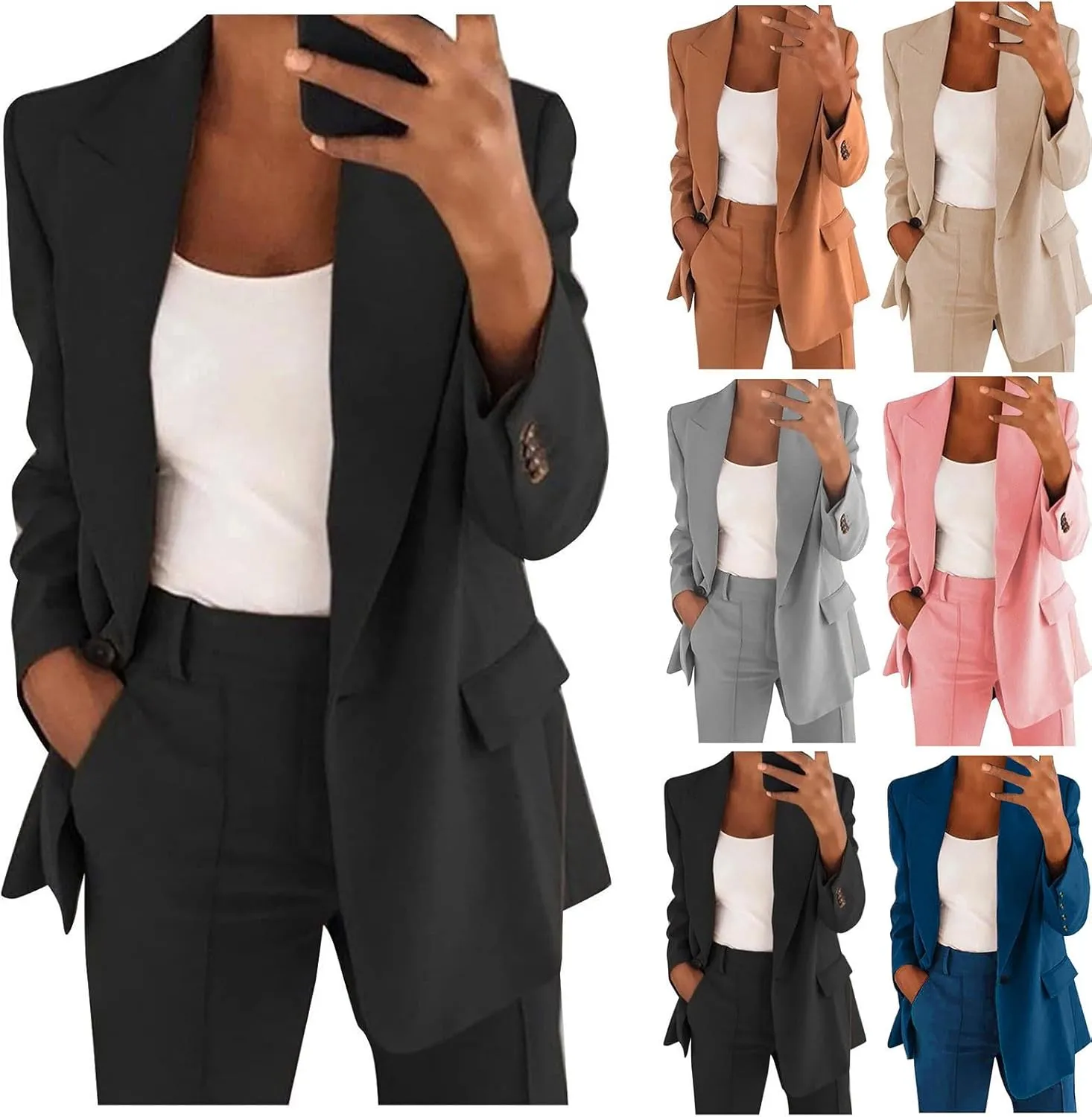 Pants Suits for Women Dressy Blazer Sets 2 Piece Outfits Business Professional Outfits Work Sets Office Clothing Suit