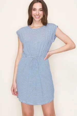 Pinstripe Drawstring Dress
