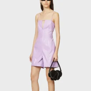 Purple Leather Playsuit for Women