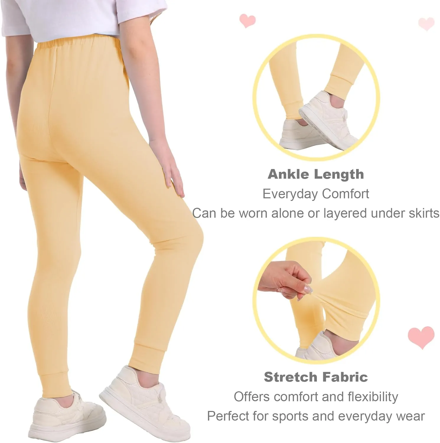 QBK 3T 4T 5T to 12Y Girls' Leggings Cotton Footless Tights Soft and Stretchy
