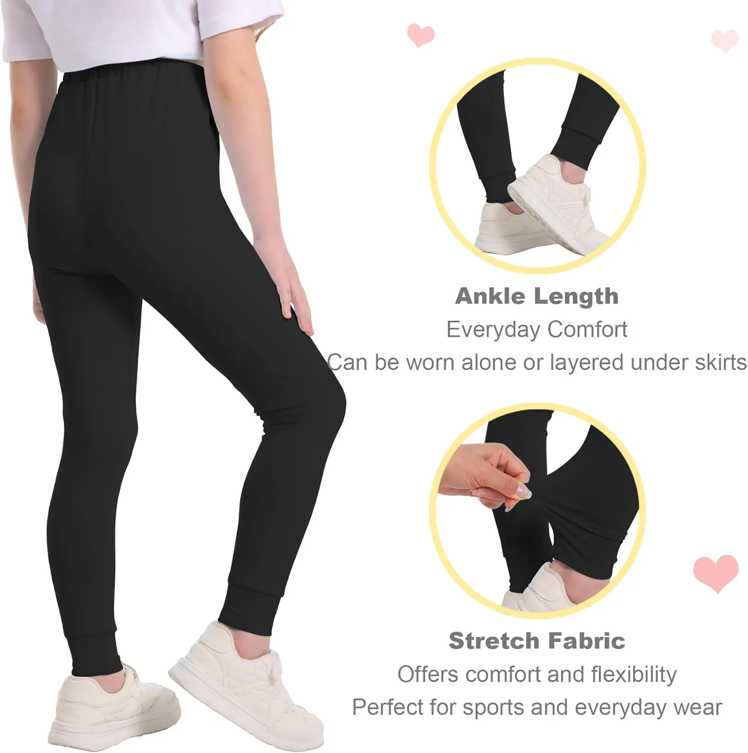 QBK 3T 4T 5T to 12Y Girls' Leggings Cotton Footless Tights Soft and Stretchy