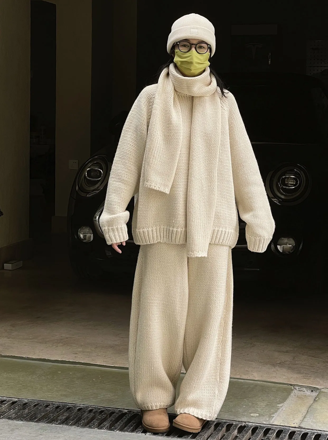 Rena Chunky Knitted Thick Casual Pants