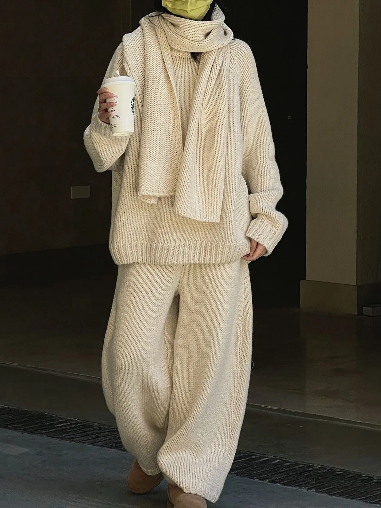 Rena Chunky Knitted Thick Casual Pants