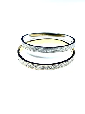 Reversible Triple Row Pave Stone Bangle