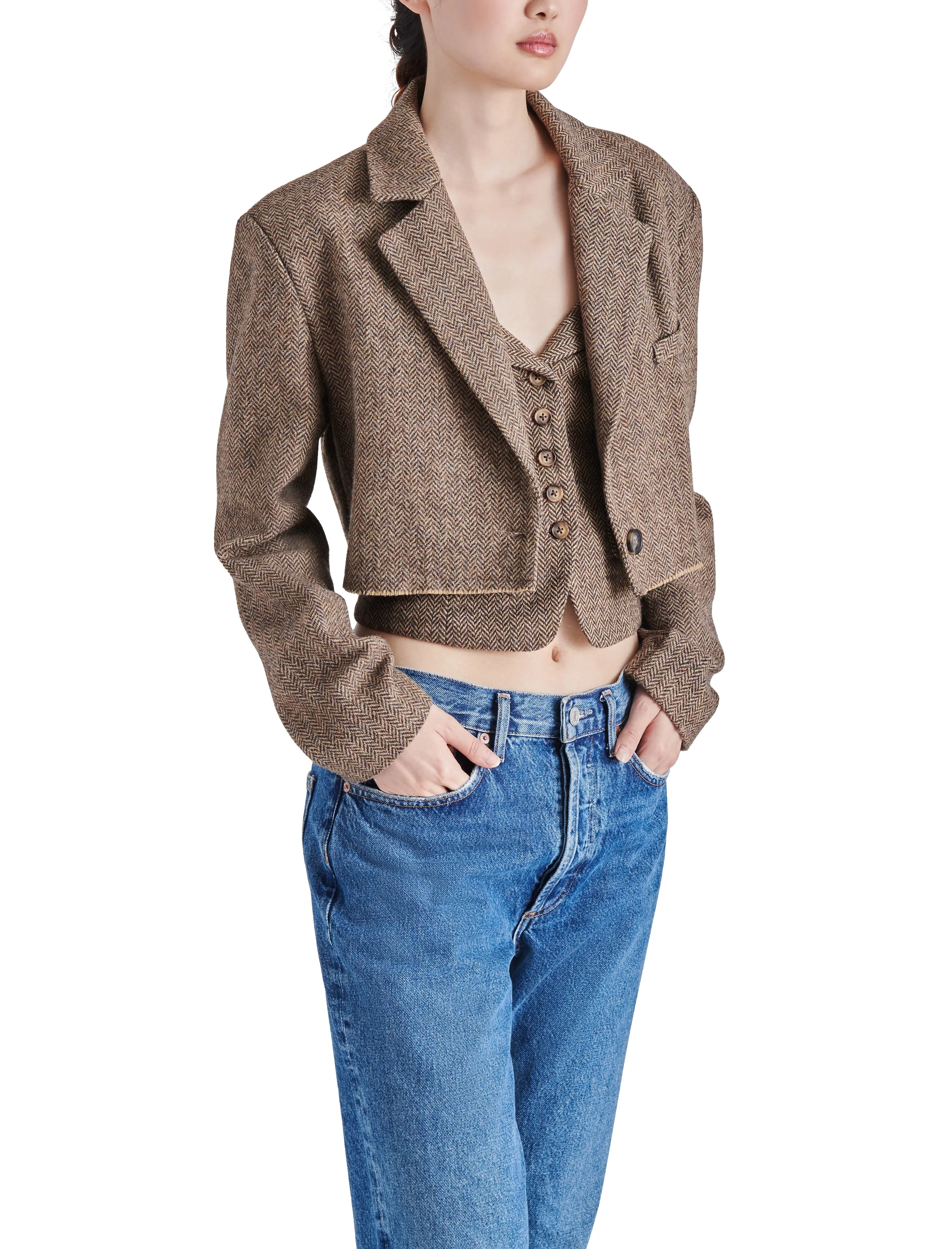 Rupi Cropped Blazer Brown