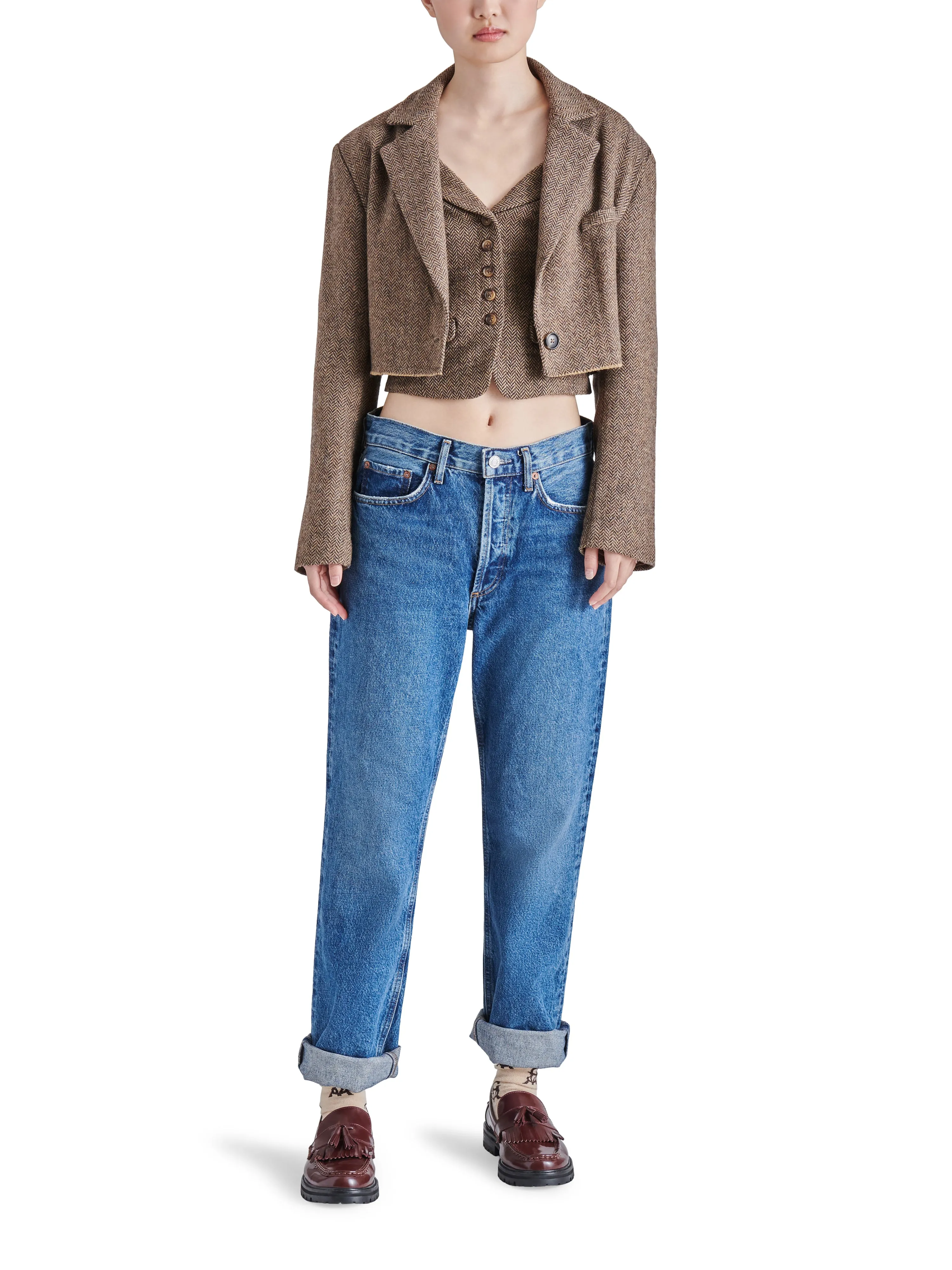 Rupi Cropped Blazer Brown
