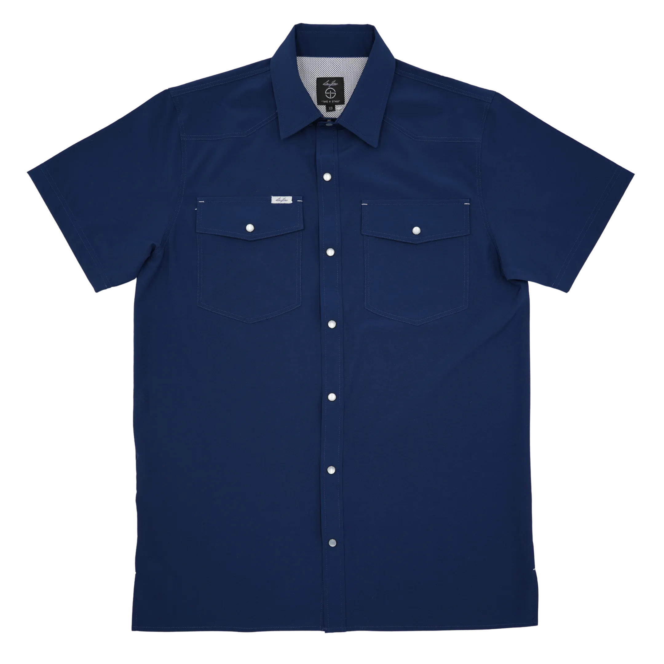 SanJac Navy Coahuila Short Sleeve Pearl Snap Men's Shirt