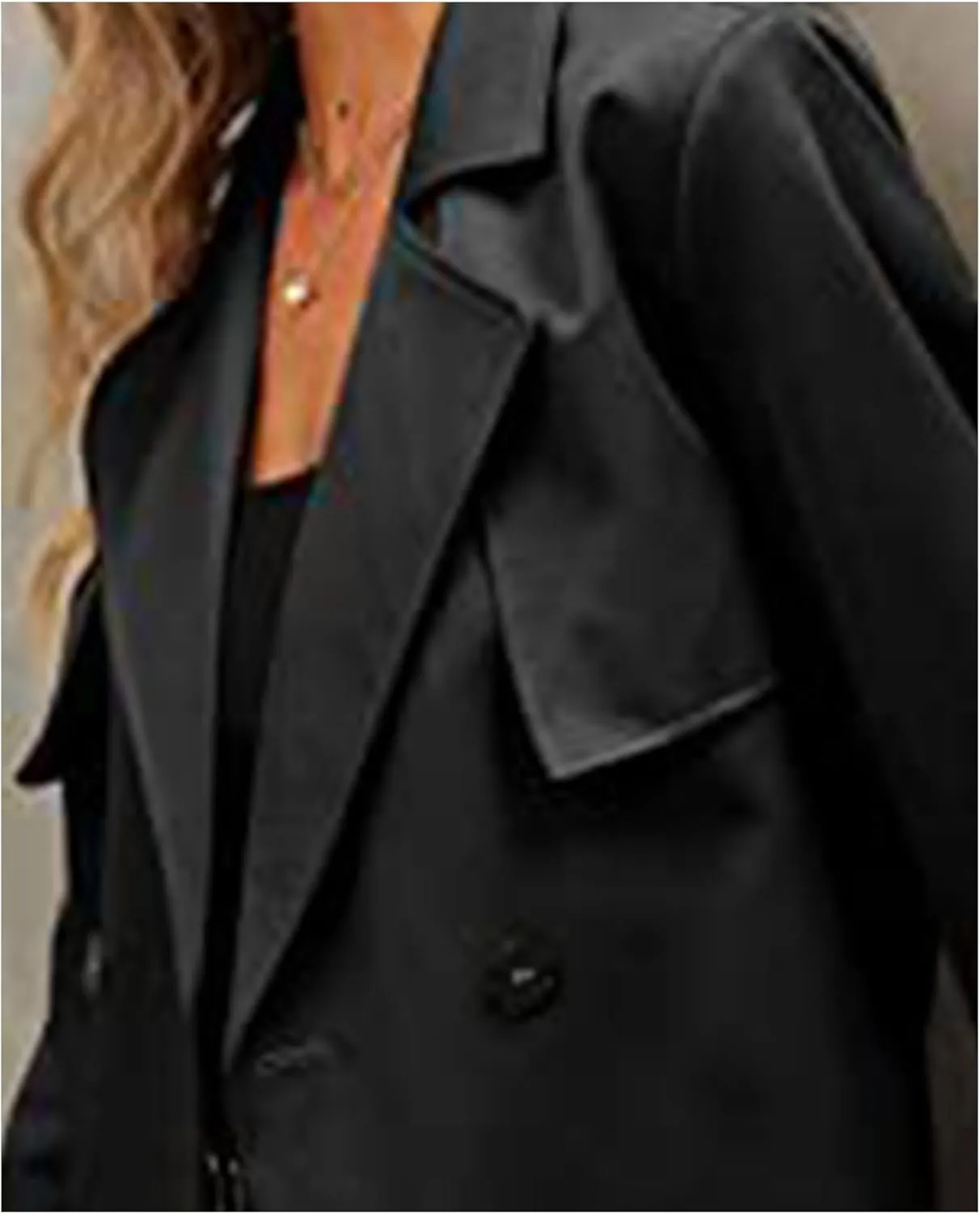 SEMATOMALA Women's Double Breasted Midi Trench Coat Flowy Light Weight Classic Belted Lapel Slim Windproof Overcoat