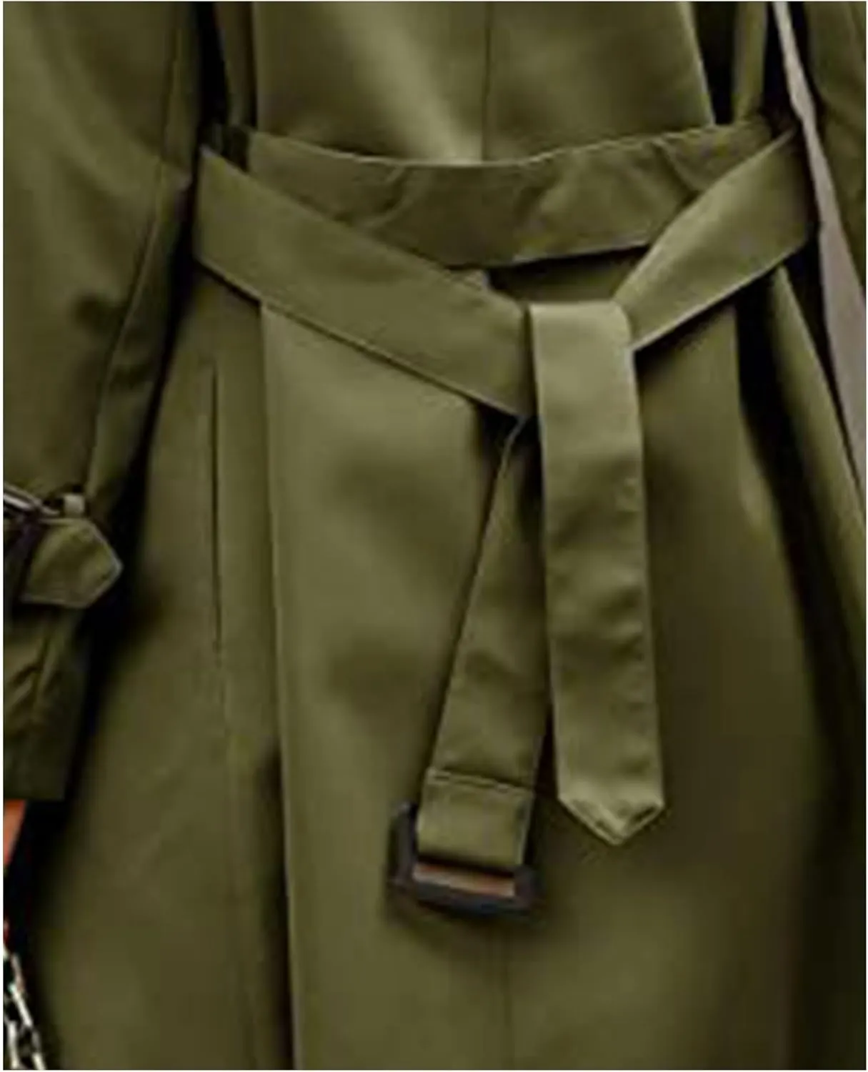SEMATOMALA Women's Double Breasted Midi Trench Coat Flowy Light Weight Classic Belted Lapel Slim Windproof Overcoat