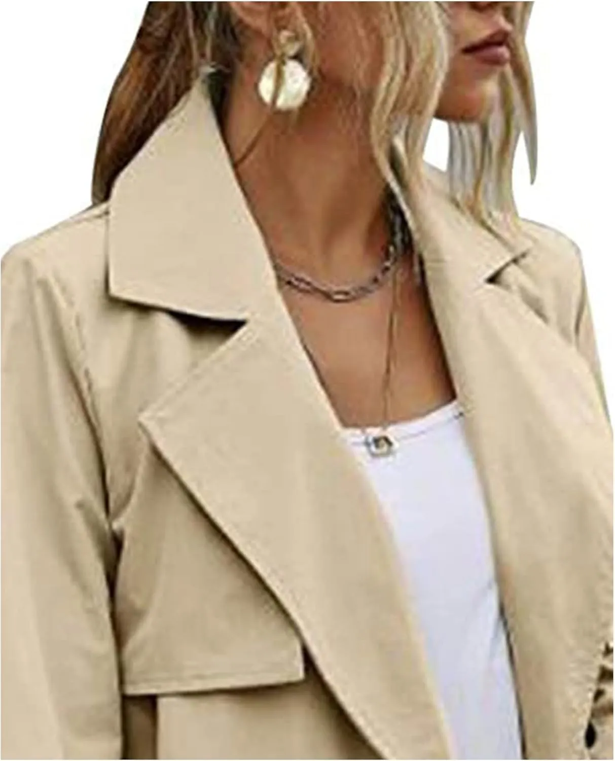 SEMATOMALA Women's Double Breasted Midi Trench Coat Flowy Light Weight Classic Belted Lapel Slim Windproof Overcoat