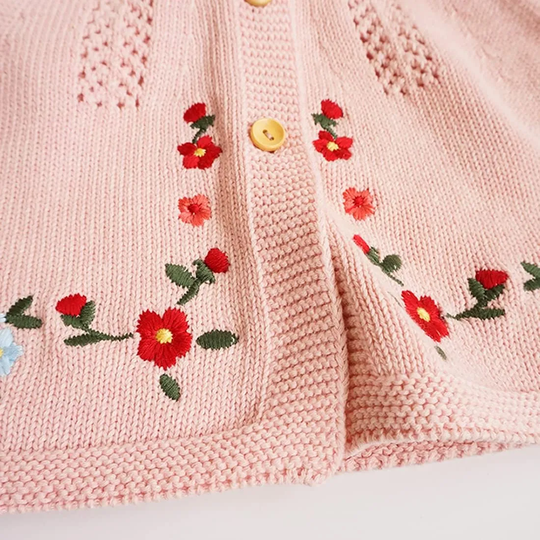 Simplee kids Baby Girl Thin Sweater Solid White Pink Cardigans for Toddler 0-3Years