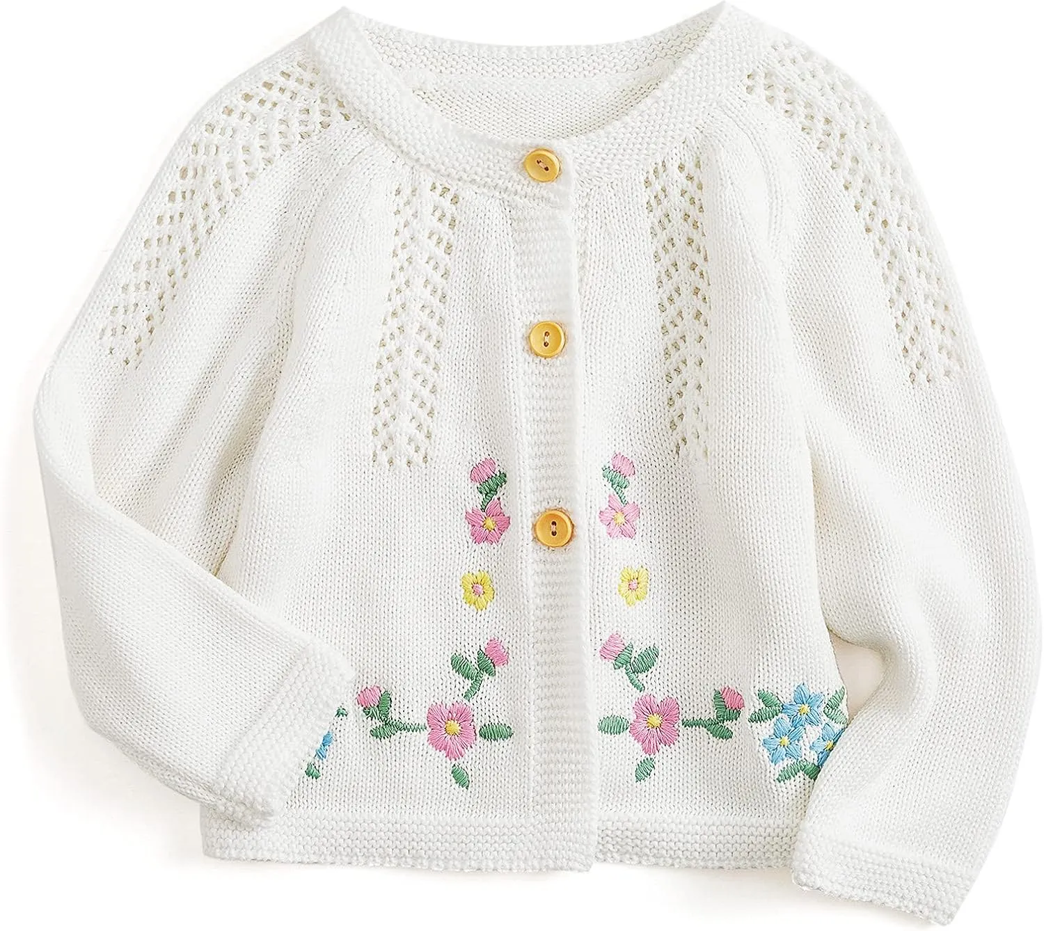 Simplee kids Baby Girl Thin Sweater Solid White Pink Cardigans for Toddler 0-3Years