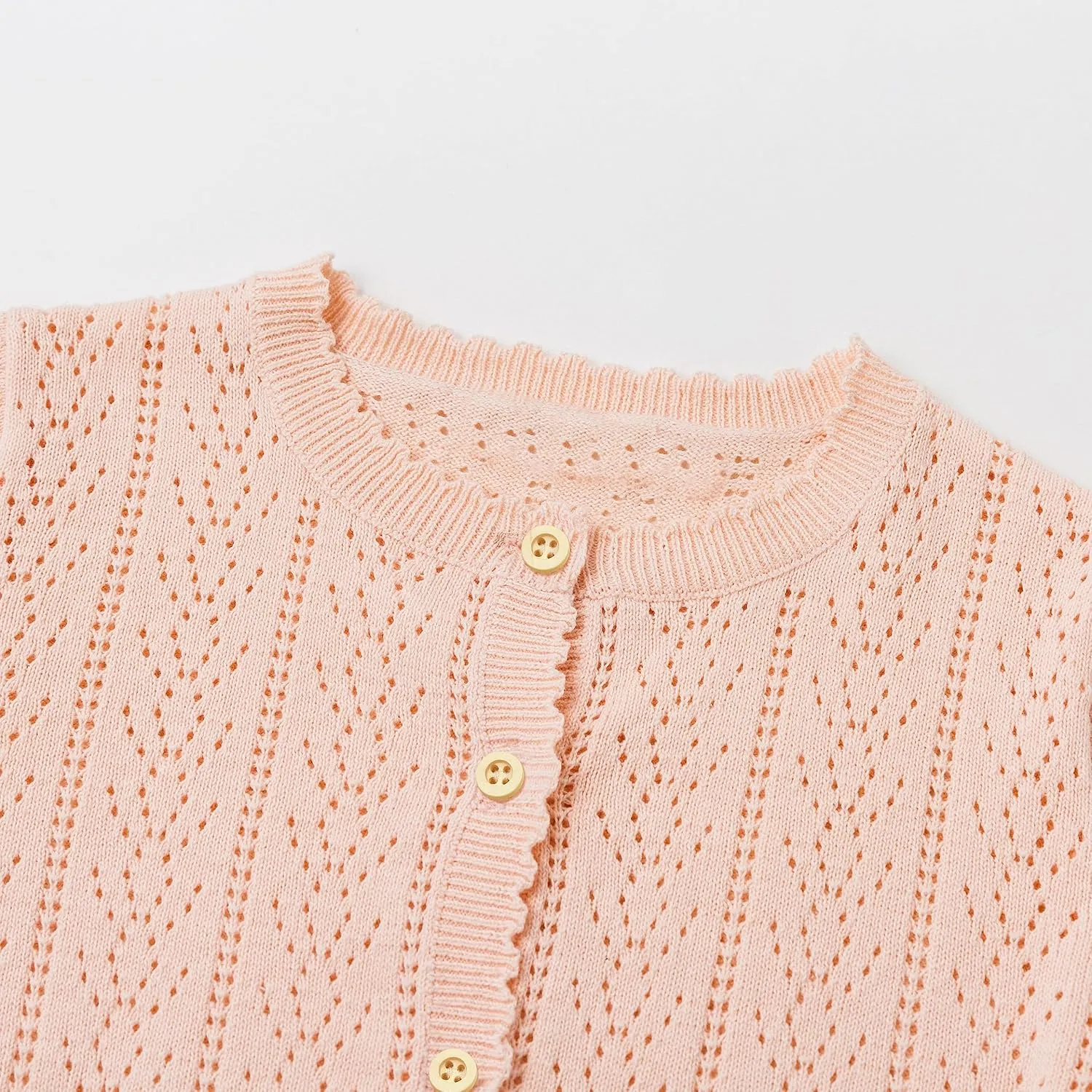 Simplee kids Baby Girl Thin Sweater Solid White Pink Cardigans for Toddler 0-3Years
