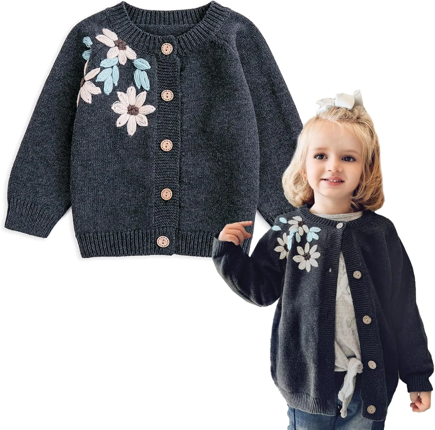 Simplee kids Baby Girl Thin Sweater Solid White Pink Cardigans for Toddler 0-3Years
