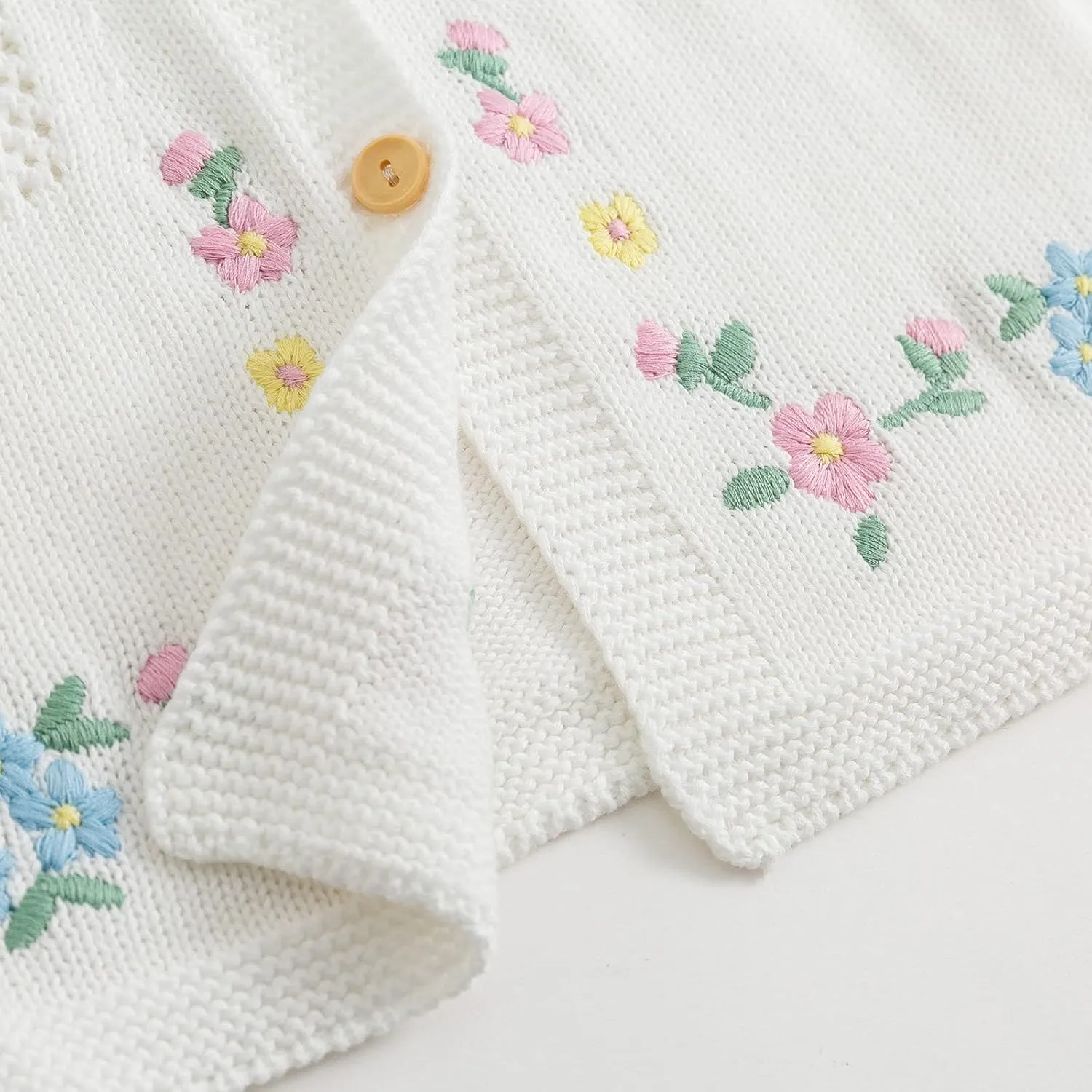 Simplee kids Baby Girl Thin Sweater Solid White Pink Cardigans for Toddler 0-3Years