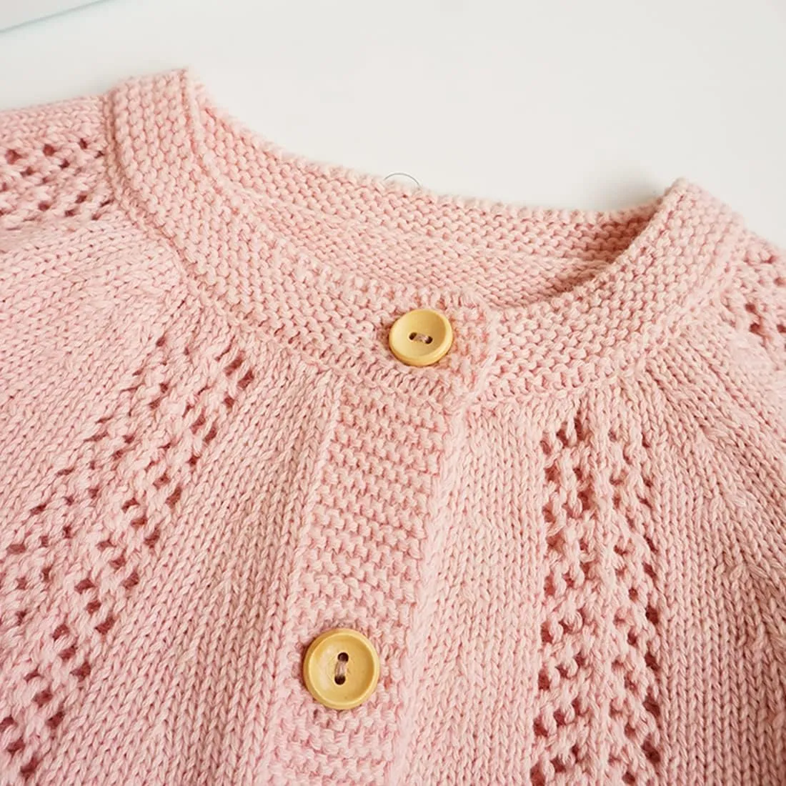 Simplee kids Baby Girl Thin Sweater Solid White Pink Cardigans for Toddler 0-3Years