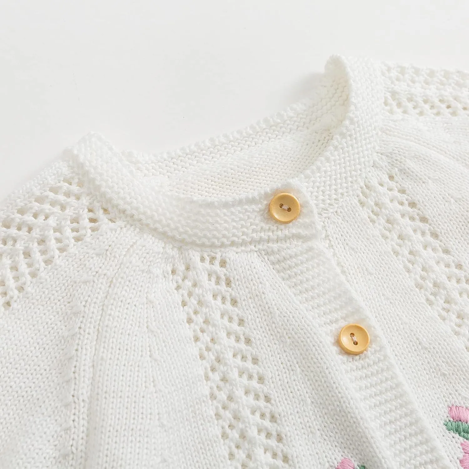 Simplee kids Baby Girl Thin Sweater Solid White Pink Cardigans for Toddler 0-3Years