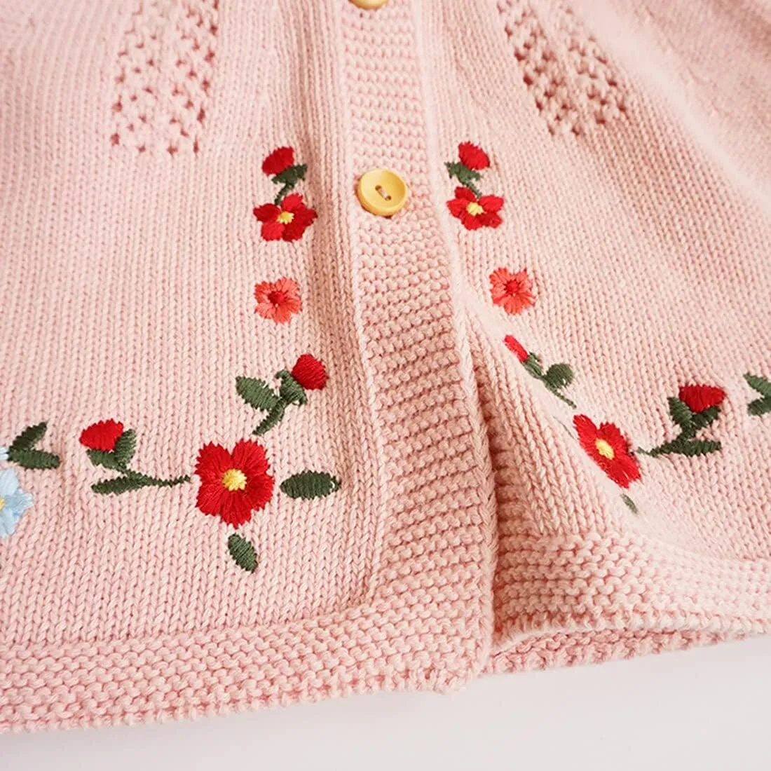 Simplee kids Baby Girl Thin Sweater Solid White Pink Cardigans for Toddler 0-3Years