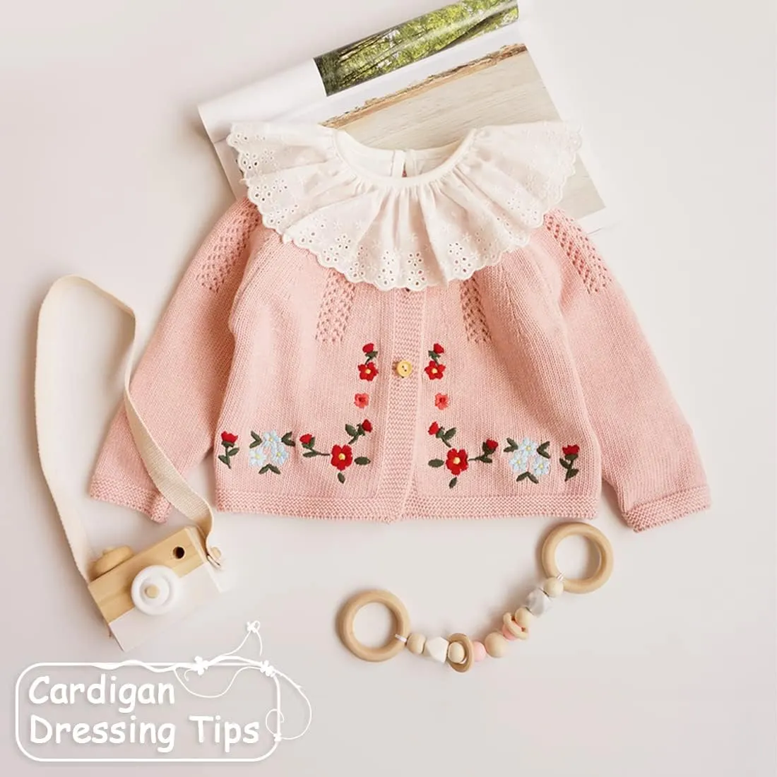 Simplee kids Baby Girl Thin Sweater Solid White Pink Cardigans for Toddler 0-3Years