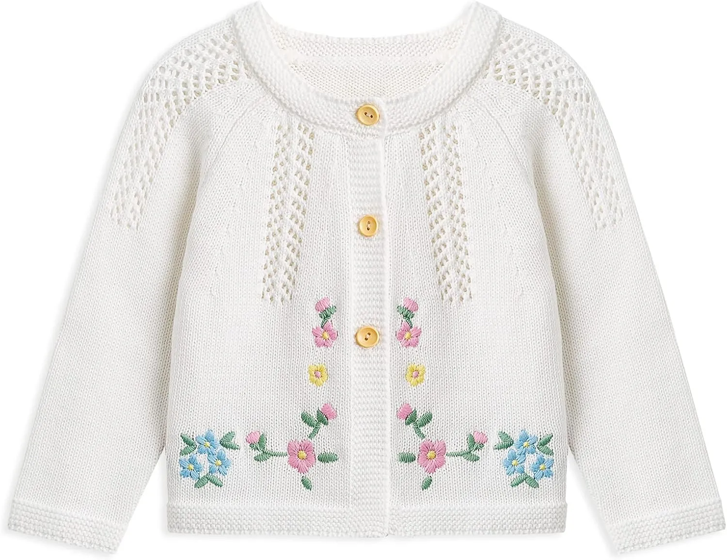 Simplee kids Baby Girl Thin Sweater Solid White Pink Cardigans for Toddler 0-3Years