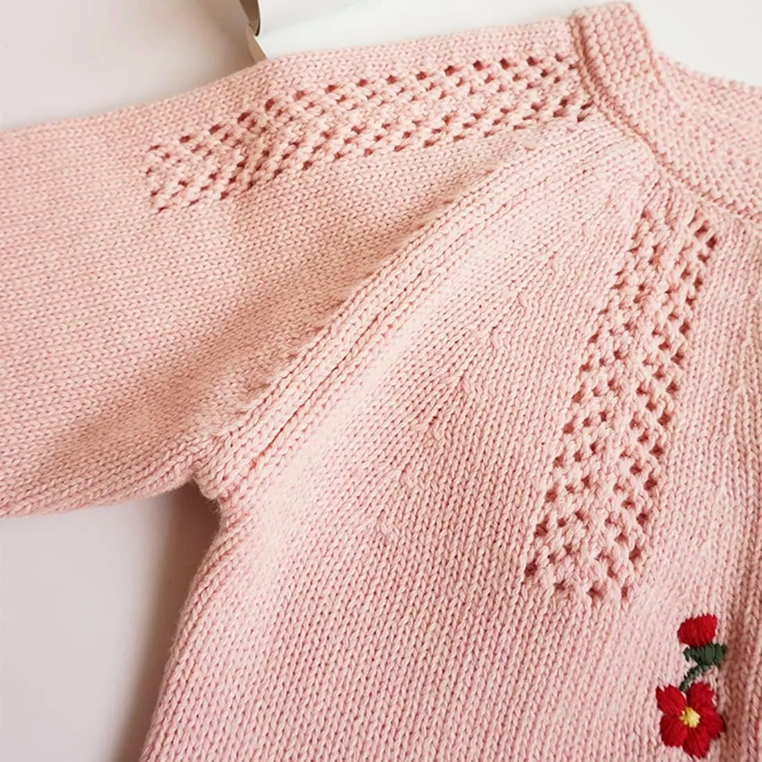 Simplee kids Baby Girl Thin Sweater Solid White Pink Cardigans for Toddler 0-3Years