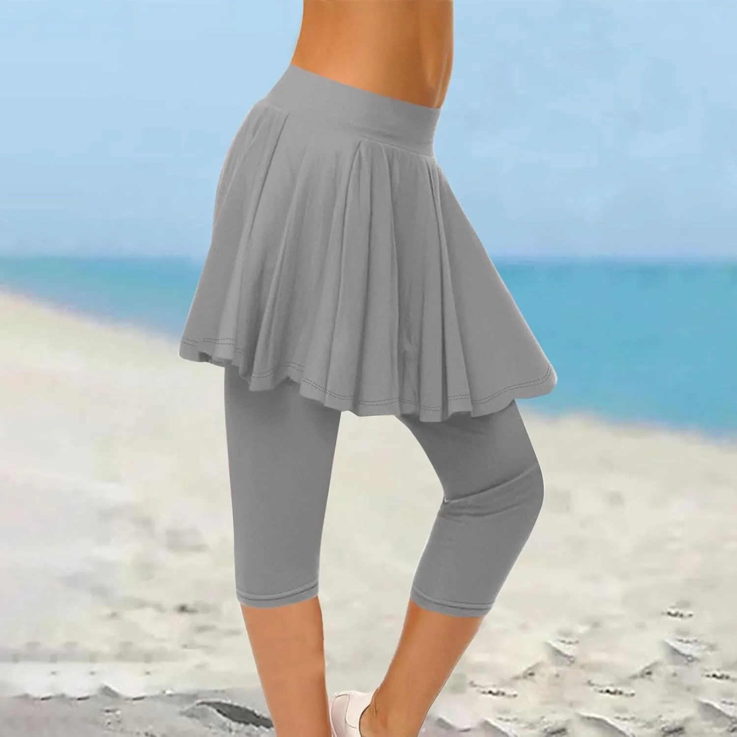 Skirted Leggings for Women High Waist Tennis Golf Skorts Capris Athletic Running Stretchy Skorts Gym Sport Leggings