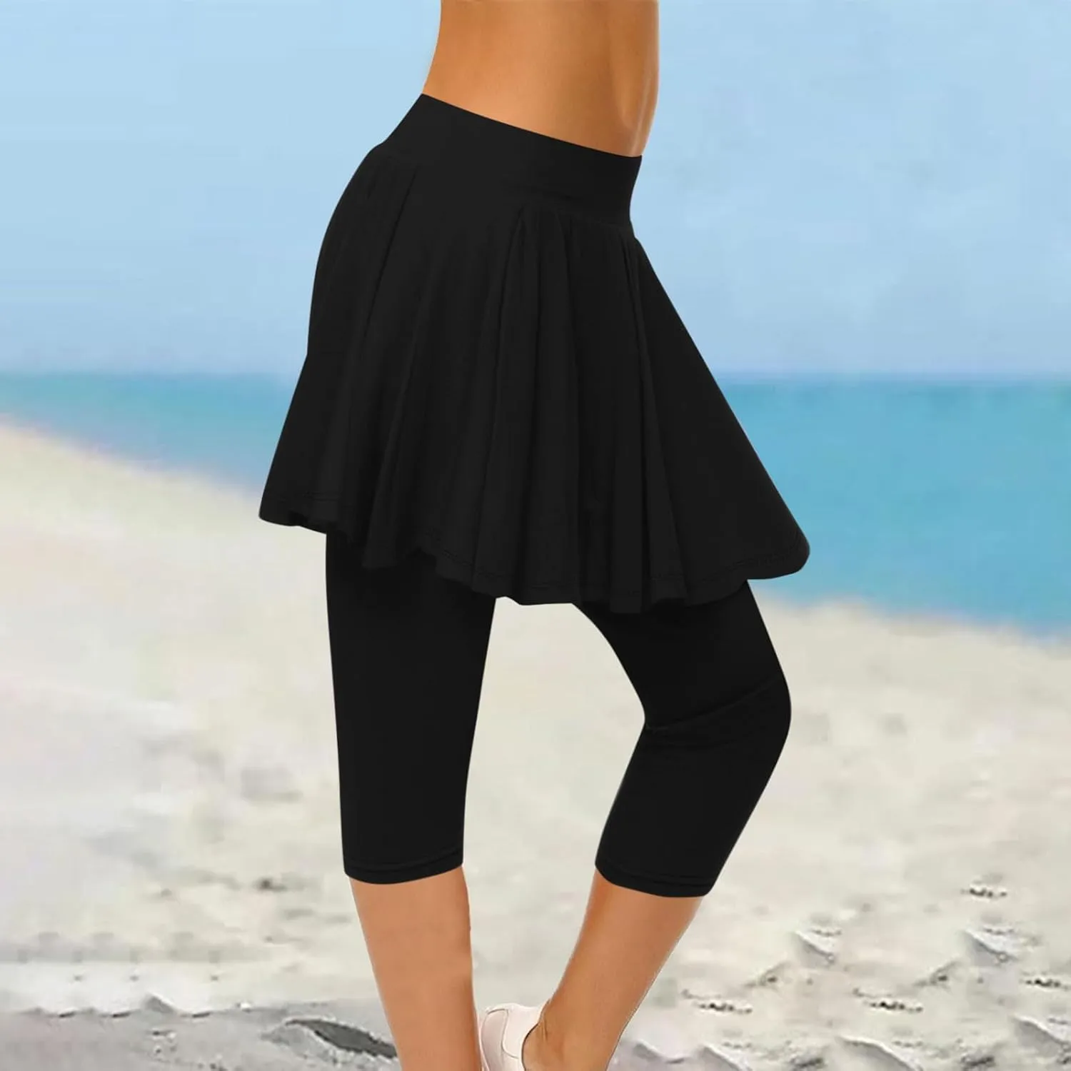 Skirted Leggings for Women High Waist Tennis Golf Skorts Capris Athletic Running Stretchy Skorts Gym Sport Leggings