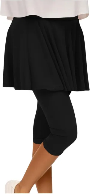 Skirted Leggings for Women High Waist Tennis Golf Skorts Capris Athletic Running Stretchy Skorts Gym Sport Leggings