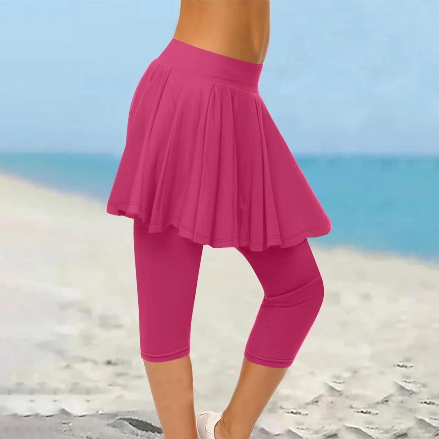Skirted Leggings for Women High Waist Tennis Golf Skorts Capris Athletic Running Stretchy Skorts Gym Sport Leggings