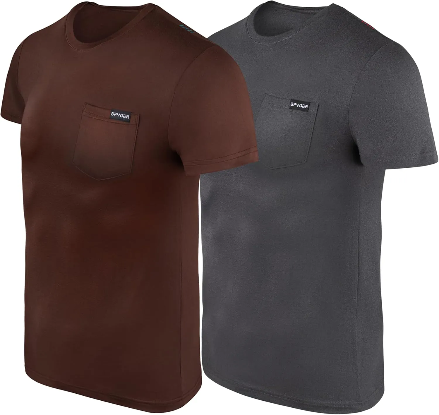 Spyder Mens Performance Moisture Wicking Crew Neck Undershirts/Ultra Soft Stretch Sports T-Shirt W/Pocket