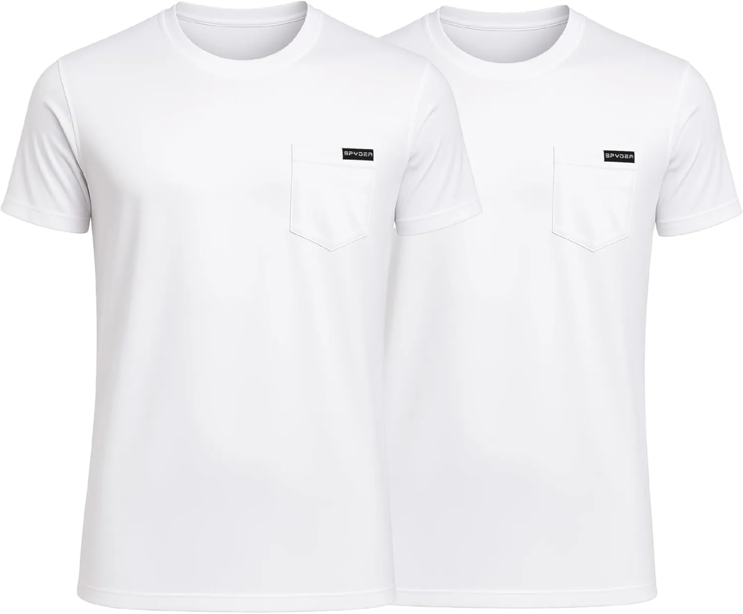 Spyder Mens Performance Moisture Wicking Crew Neck Undershirts/Ultra Soft Stretch Sports T-Shirt W/Pocket