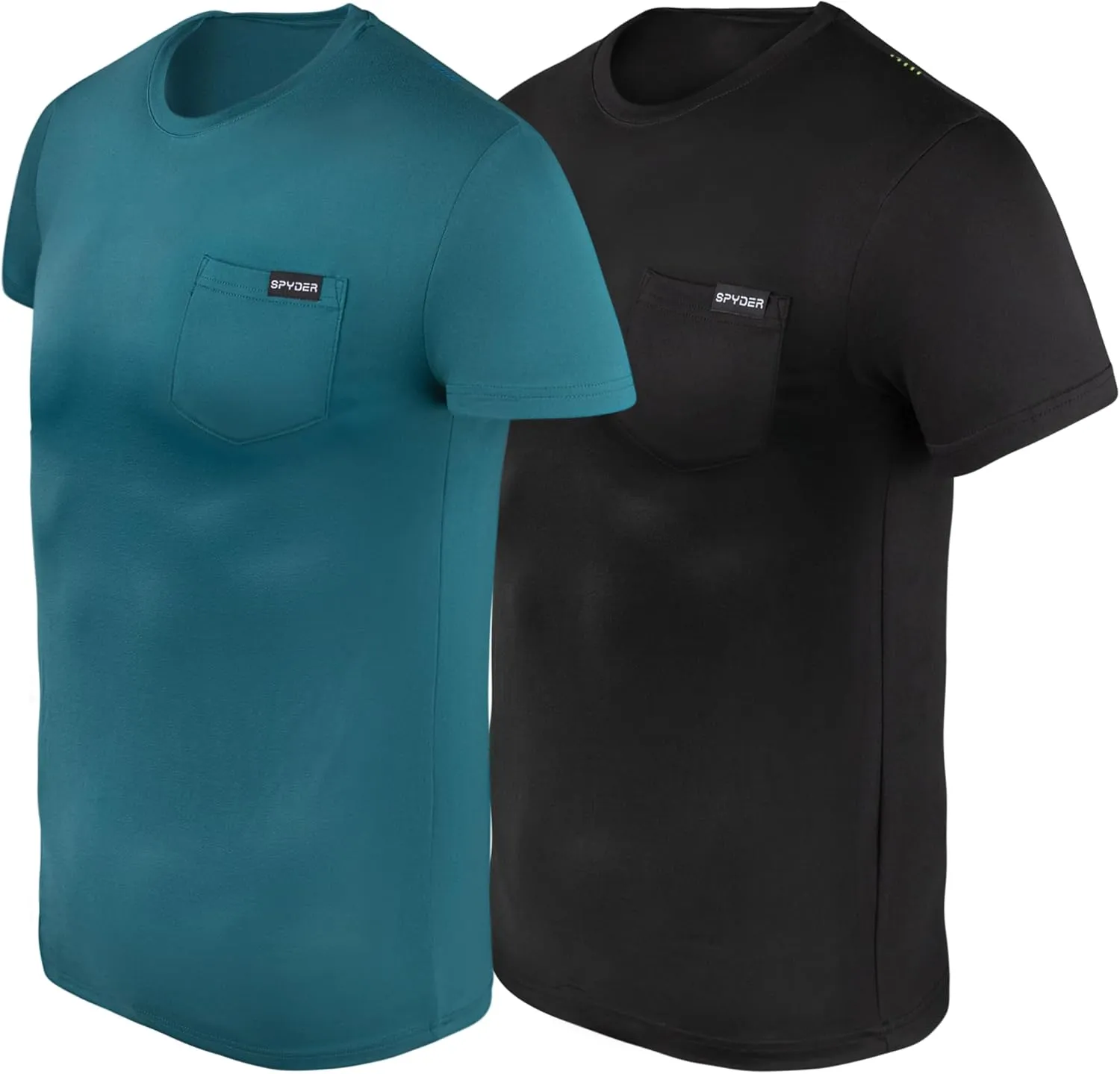 Spyder Mens Performance Moisture Wicking Crew Neck Undershirts/Ultra Soft Stretch Sports T-Shirt W/Pocket
