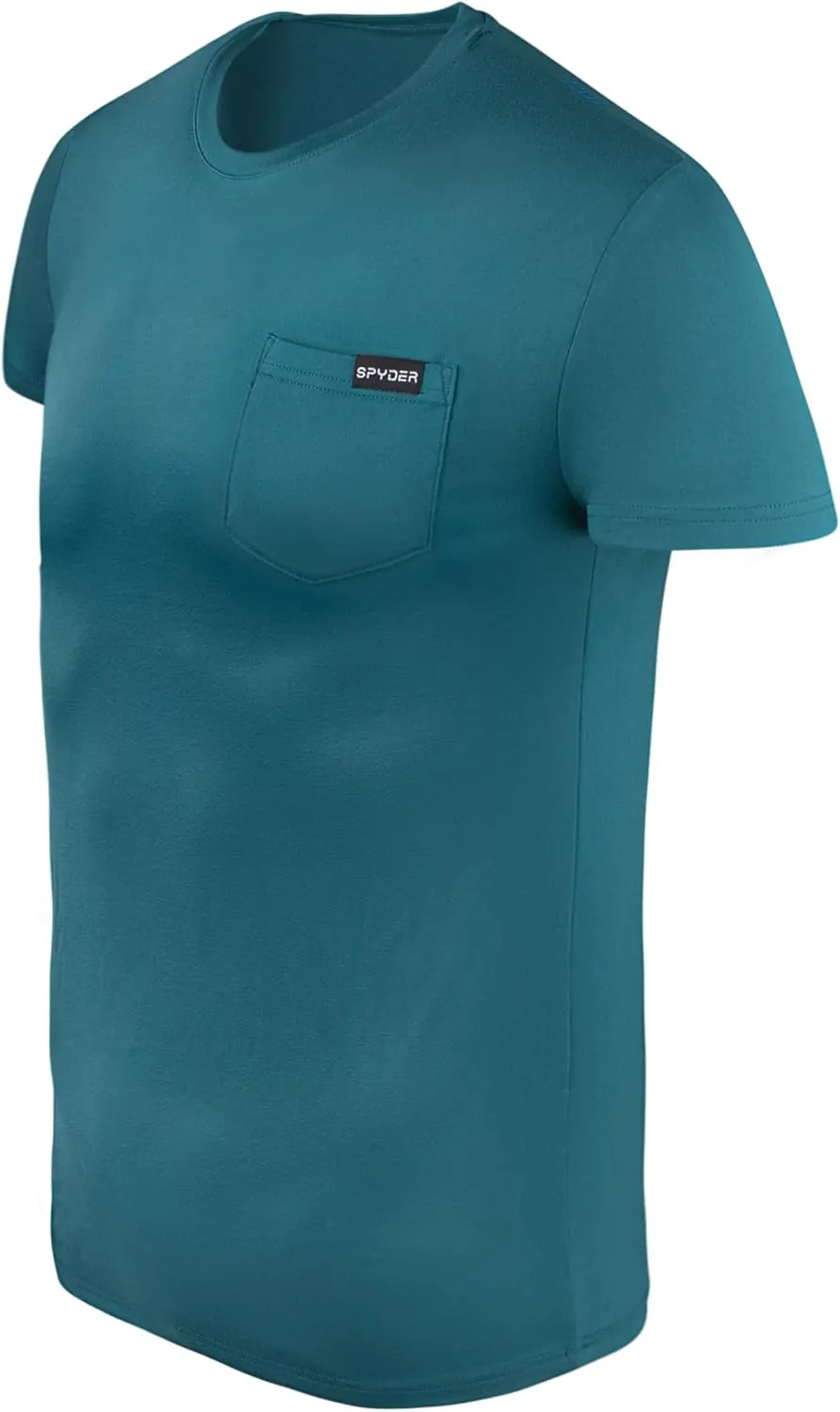 Spyder Mens Performance Moisture Wicking Crew Neck Undershirts/Ultra Soft Stretch Sports T-Shirt W/Pocket