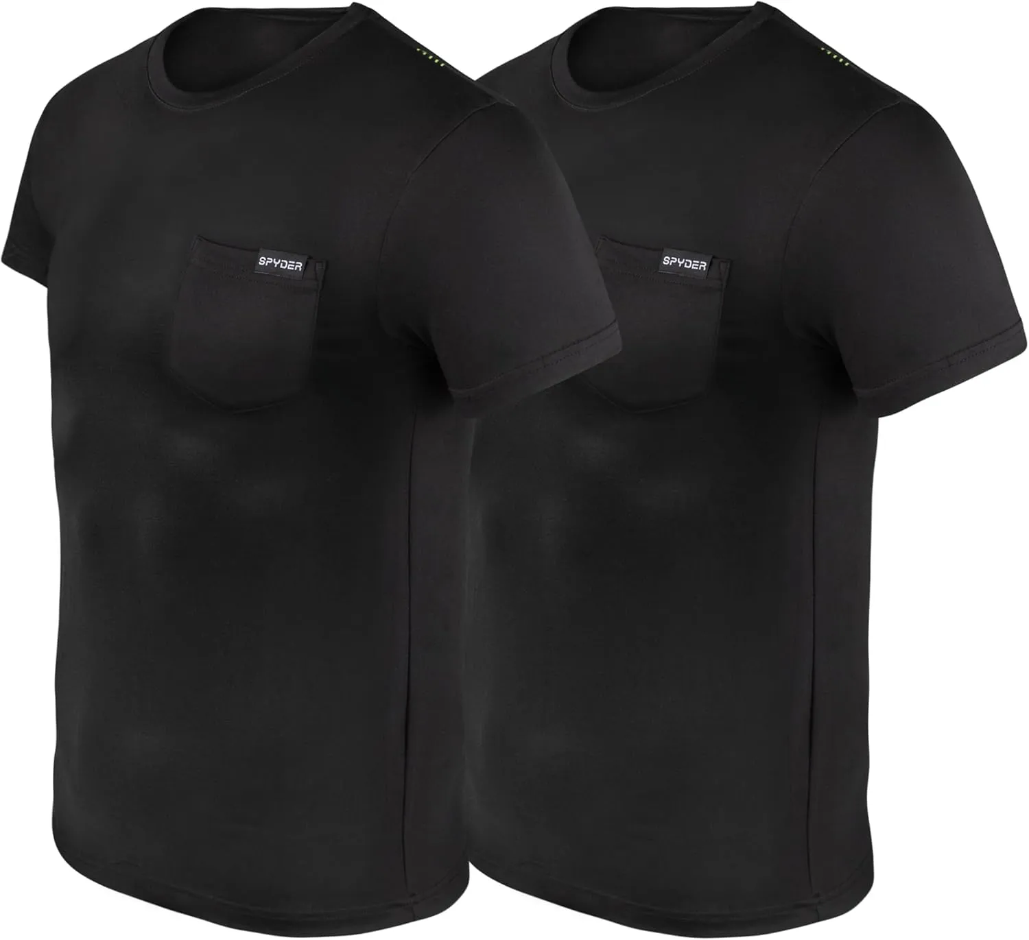 Spyder Mens Performance Moisture Wicking Crew Neck Undershirts/Ultra Soft Stretch Sports T-Shirt W/Pocket