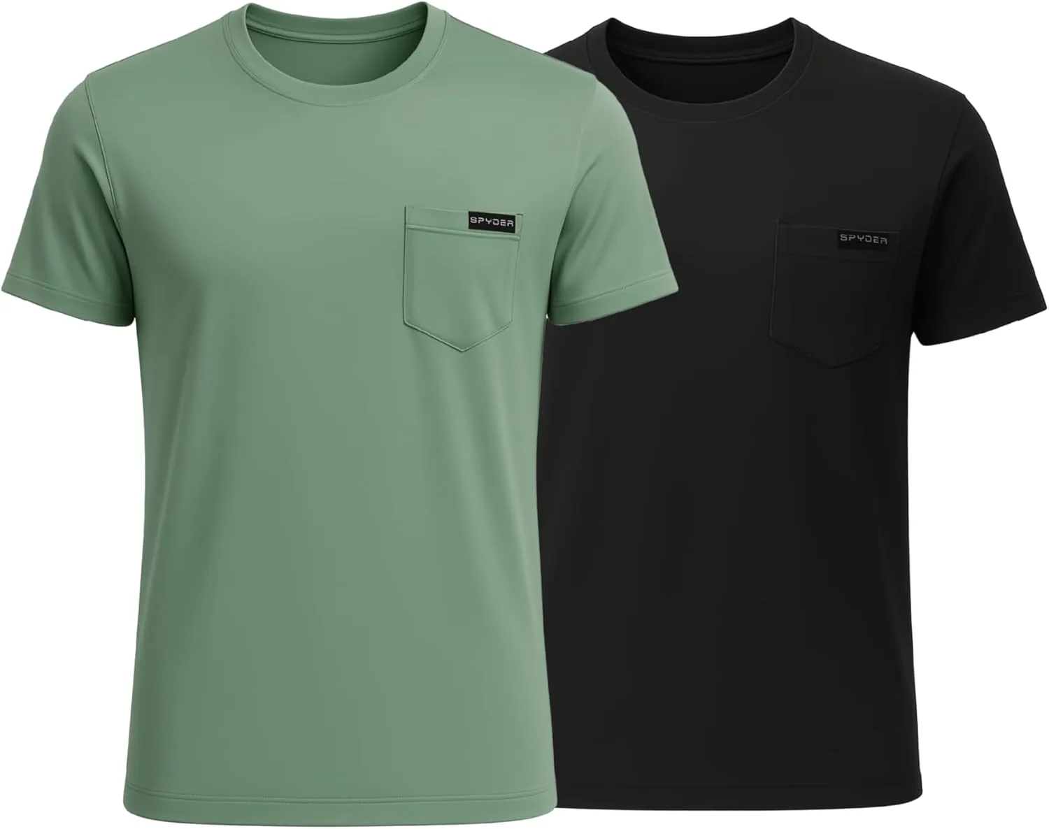 Spyder Mens Performance Moisture Wicking Crew Neck Undershirts/Ultra Soft Stretch Sports T-Shirt W/Pocket