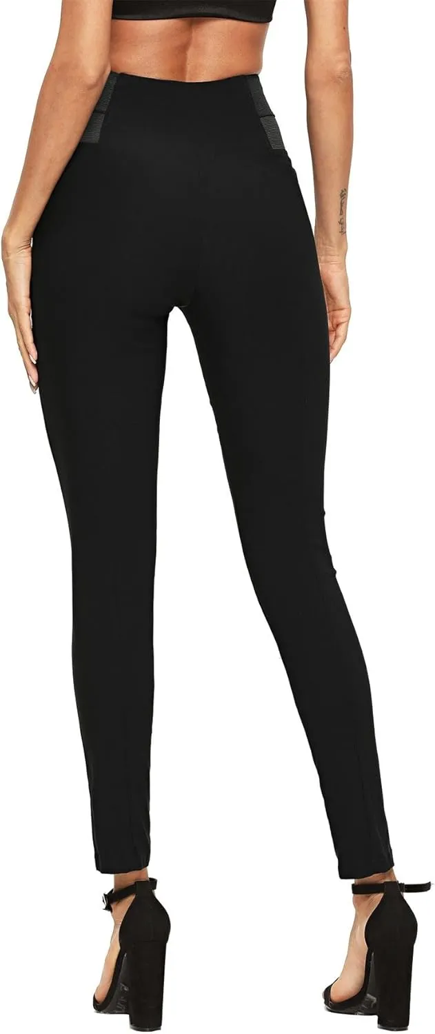 SweatyRocks Women's Basic Leggings Stretchy Slim Elastic High Waist Work Pants