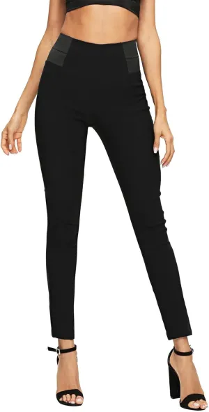 SweatyRocks Women's Basic Leggings Stretchy Slim Elastic High Waist Work Pants