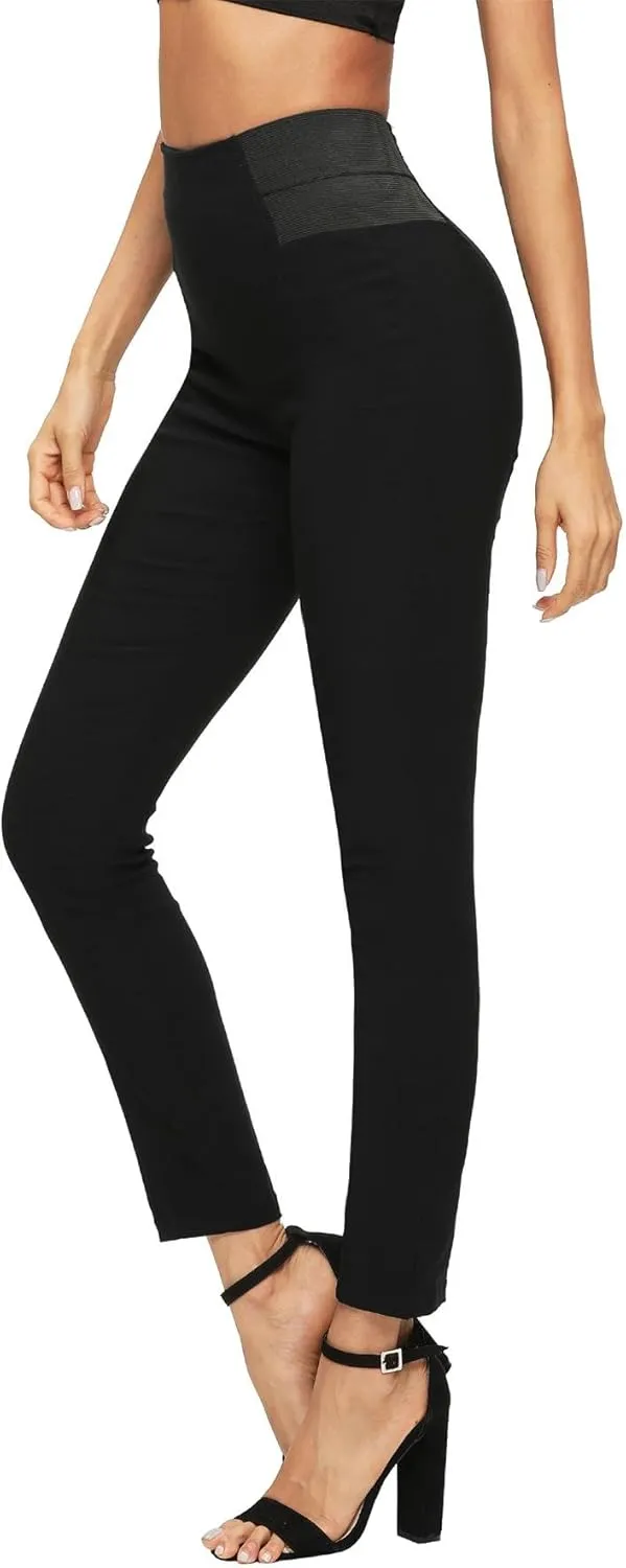 SweatyRocks Women's Basic Leggings Stretchy Slim Elastic High Waist Work Pants